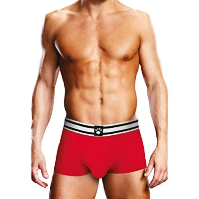 Image of Prowler Red Trunk, Featuring Black &amp; White Waistband With the Paw Logo Boxer Shorts, Size M 30&quot; 32&quot; Waist