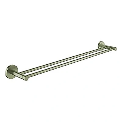 Image of GROHE Essentials Double Towel Rail (600mm), German Engineered, Metal in Brushed Nickel and with Concealed Fastening, 40802EN1
