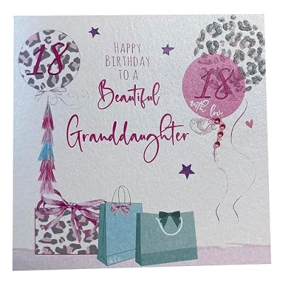 Image of white cotton cards Granddaughter Handmade 18th Birthday Card