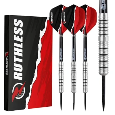 Image of RUTHLESS Ranger II Professional Tungsten Steeltip Darts Set in 21g and 23g, with Flights Stems Shafts (23g)