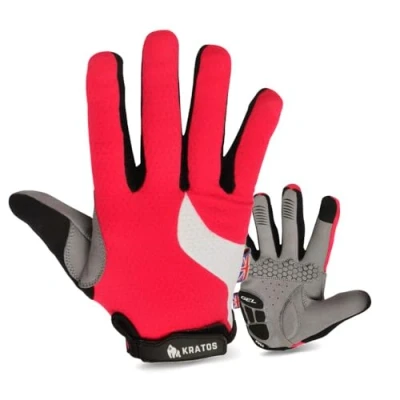 Image of Kratos Cycling Gloves Full Finger Mountain Bike Gel Padded Touchscreen MTB racing bicycle BMX for Kids Men Women (Pink/White/Black, XL)