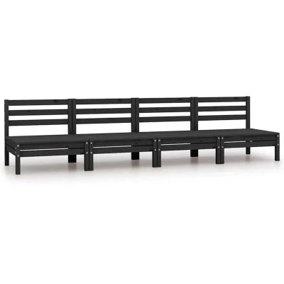 Image of vidaXL Garden Middle Sofas 4 pcs Black Solid Pinewood