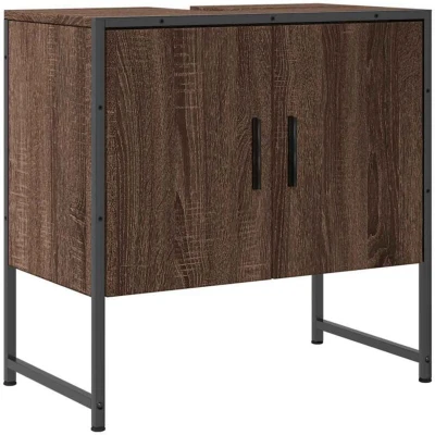 Image of vidaXL Bathroom Sink Cabinet Brown Oak 60x33x60 cm Engineered Wood