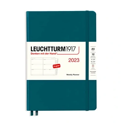 Image of LEUCHTTURM1917 365947 Weekly Planner Medium (A5) 2023, 12 Months, Pacific Green, English
