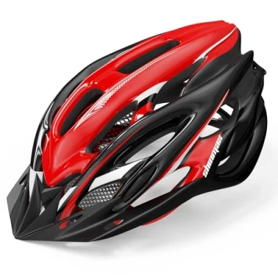 Image of Bike Helmet with LED Light Detachable Visor, Shinmax Adult Men Women Cycle Lightweight Adjustable Bicycle for Mountain Road 57 62CM
