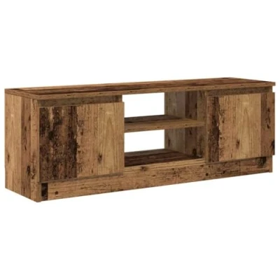 Image of vidaXL tv cabinet brown engineered wood media console 102x30x36 cm modern living room/bedroom stand with shelves &amp; doors