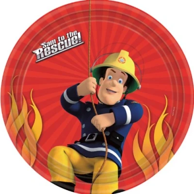 Image of Fireman Sam Theme 23cms Paper Plate Pack of 8