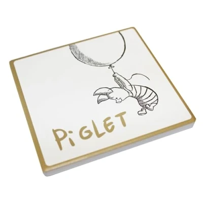 Image of Disney Piglet Coaster 10cm Cork Backed Classic Ceramic Gold Trim (Piglet)