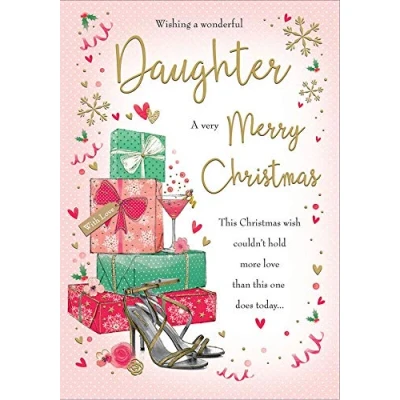 Image of Piccadilly Greetings Traditional Christmas Card Daughter 10 x 7 inches