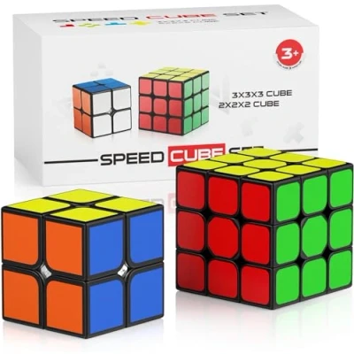 Image of Vdealen Speed Cube Set, Magic Pack of 2x2x2 3x3x3 Puzzle for Beginners and Advanced Users, Birthday Party Christmas Stocking Fillers Gift Kids Teens Adults(Bright Sticker)