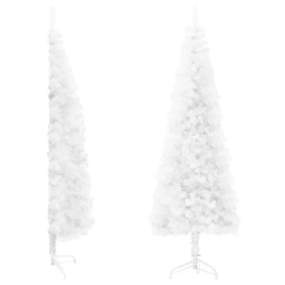 Image of vidaXL Slim Artificial Half Christmas Tree with Stand Holiday Ornament Decoration Xmas White 150 cm