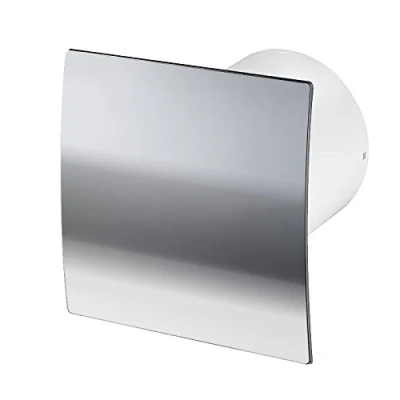 Image of Armar Trading LTD 125mm Bathroom Extractor Fan with Smoke Check Valve, Modern Kitchen Aerator Front Panel, Chrome