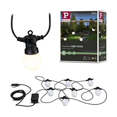 Image of Paulmann 94165 Outdoor Plug &amp; Shine Light Chain IP 3000K 7x5lm 24V, White