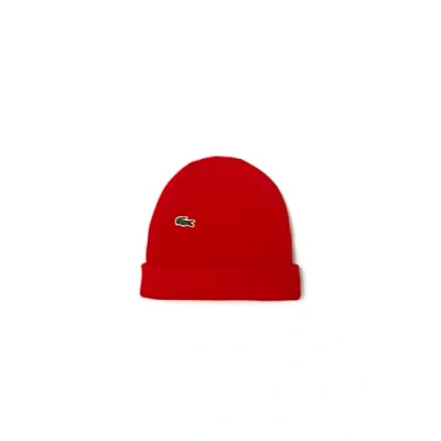 Image of Lacoste Unisex_Adult Rb0003 Beanie Hat, Red, One Size