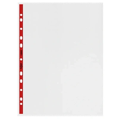 Image of Rexel Quality A4 Punched Pockets with Red Spine, Left Opening, Embossed, Pack of 25, 12253