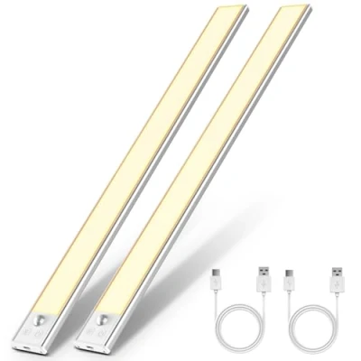 Image of OUILA Under Cabinet Kitchen Lights, 3000K Warm White 72 LED Motion Sensor Lights Indoor, 2500mAh USB C Rechargeable for Cupboard, (Warm White, 41cm 2Pack)