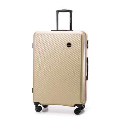 Image of WITTCHEN Travel Suitcase Carry On Cabin Luggage Hardshell Made of ABS with 4 Spinner Wheels Combination Lock Telescopic Handle Circle Line Set 3 suitcases Gold