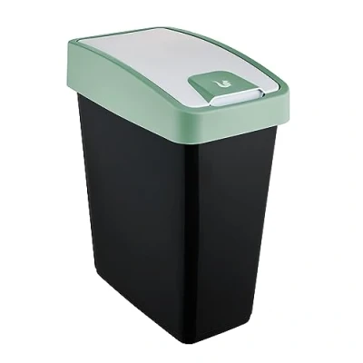 Image of keeeper Premium Rubbish Bin With Flip Lid, Soft Touch, 25 Litre, Magne, Nordic Green