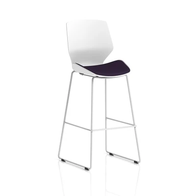 Image of Florence White Frame High Stool in Bespoke Seat Tansy Purple