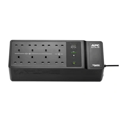 Image of APC UPS for Home, 1050VA Battery Backup with AVR, 8x British BS1363A outlets, (2) USB Charger Ports, Back Uninterruptible Power Supply, BE1050G2 UK