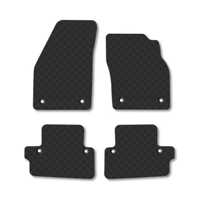 Image of Rubber Car Mats Compatible with Volvo C70 (2006 2013) [Manual] Tailored Fit Floor Set Accessory Black Custom 4 Pieces Clips Anti Slip Backing, Heavy Duty &amp; Waterproof
