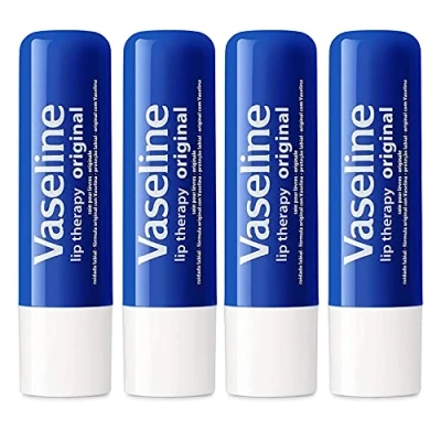 Image of Vaseline Lip Therapy Stick Original Petroleum Jelly Balm for Soft Lips 4.8g each (4 Pack)