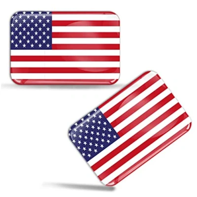 Image of 2 x 3D Domed Silicone Stickers Decals USA National American Flag Car Motorcycle Helmet F 44