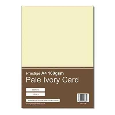 Image of Prestige A4 160gsm Coloured Card Printing Inkjet Laser Craft 50 Sheets per Pack 20 Colours (Pale Ivory)