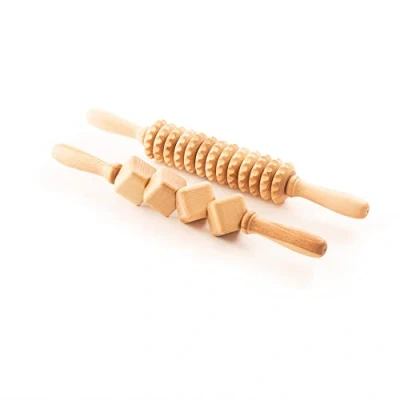 Image of tuuli Anti Cellulite Massage Set Massager 2 x Roller with Handle Maderotherapy Wooden