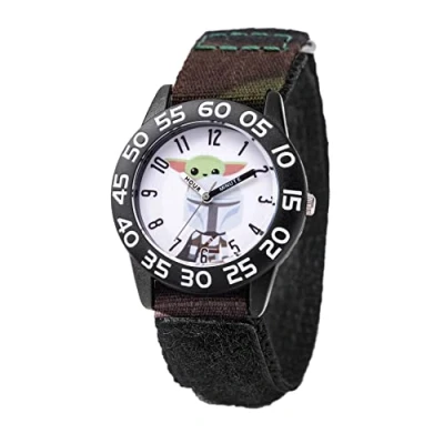 Image of STAR WARS The Mandalorian Kids&#039; Plastic Time Teacher Analog Quartz Nylon Strap Watch, Black, strip