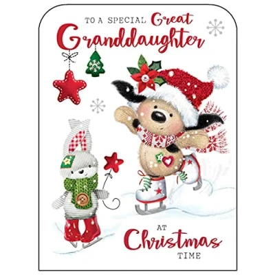 Image of Jonny Javelin Special Great Granddaughter Christmas Time Card Sledging, 19.5 cm x 14.5