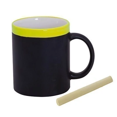 Image of eBuyGB Chalk Mug Memo Blackboard Personalise, Ceramic, Yellow