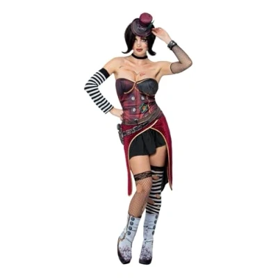 Image of Smiffys Borderlands Moxxi Costume for Adults Dress Hat Clip Arm Cuffs Stockings and Boot Covers Officially Licensed Iconic Perfect Matching Couples