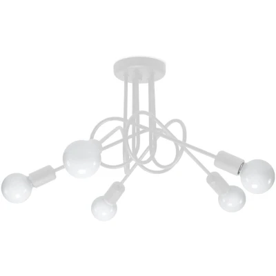 Image of Loop Multi Arm Semi Flush Ceiling Lamp 5 White