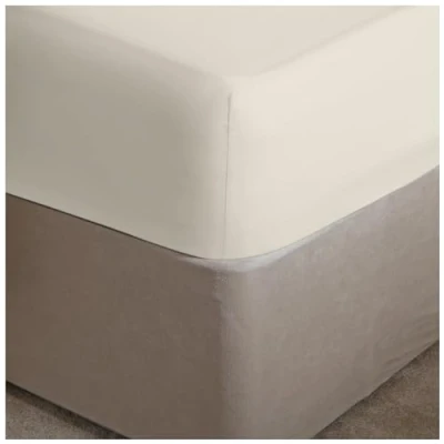 Image of GC GAVENO CAVAILIA Deep Fitted Sheets Double Bed Extra Pockets 16 Inch (40cm) 180 TC Polycotton Washable Cream