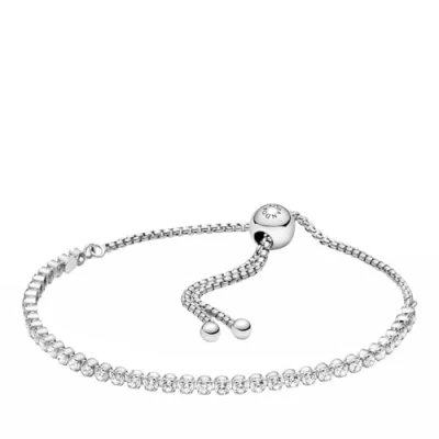 Image of Pandora Timeless Rhodium plated sterling silver bracelet with clear cubic zirconia, 1