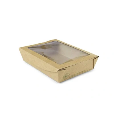 Image of Biodegradable Kraft Salad Box with Window Case 300