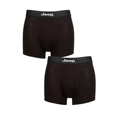 Image of Mens 2 Pack Jeep Plain Fitted Bamboo Trunks Black / XL