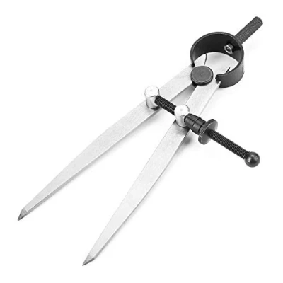 Image of Adjustable Lockable Steel Divider 100mm Rotating Scratch Leather Compass Sewing Tools for Geometry, Drawing, Drafting