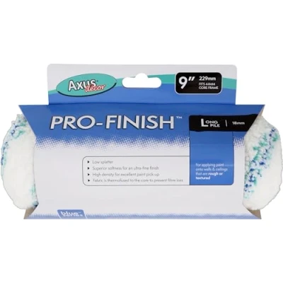 Image of Axus Decor Pro Finish Roller, Long Pile (Blue Series) Paint Roller Sleeve, Ultra Fine Finish, for Professional &amp; DIY Projects, Ideal Uneven Walls Ceilings, 9&quot;/230mm,44mm core