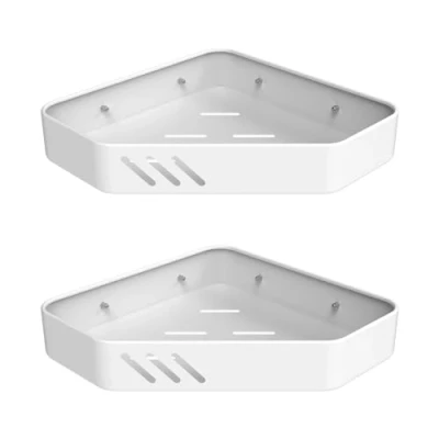 Image of Ibergrif M34034W Bathroom Corner Shelf, Shower Caddy Corner, Storage Organizers, Self Adhesive or Wall Mounted, 2 Pack White