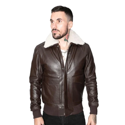 Image of Infinity Leather Mens Air Force A2 Cowhide Bomber Jacket Montreal Brown Size 3XL