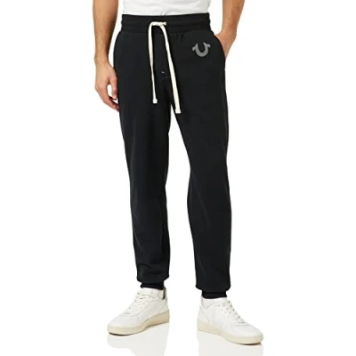 Image of True Religion Men&#039;s Classic Logo Jogger Sweatpants, Black, S UK