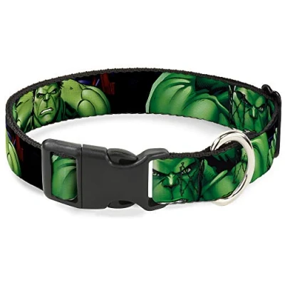 Image of Dog Collar Plastic Clip Marvel Hulk Close Up Poses 15 To 26&quot; 1.0&quot; Wide