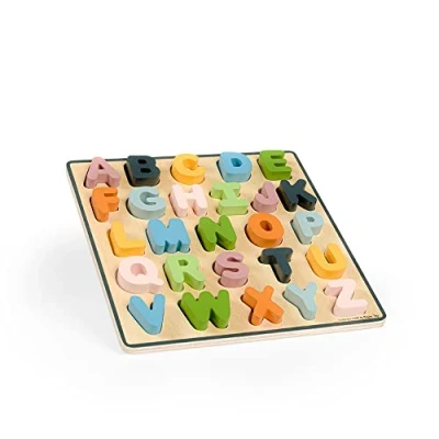 Image of Bigjigs Toys FSC® Certified Wooden Alphabet Puzzle (Uppercase) Eco Friendly 26 Piece ABC Board, Quality Educational Puzzles, Early Learning Gifts, Montessori Toy