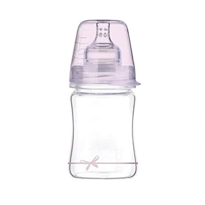 Image of LOVI Anti Colic Baby Feeding Glass Bottle with Dynamic Teat 150 ml Super Air Vent System Protects The Sucking Reflex Shower Girl Collection