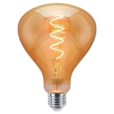 Image of Long Life Lamp Company LED Filament Light Bulb E27 Gold Smoked Glass Tear Drop Vintage Edison Classic 4w Coil R125