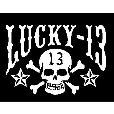 Image of PJ4U 12 x 8.3 CM Approx Lucky 13 Skull Bumper Sticker Vinyl Car Decal White