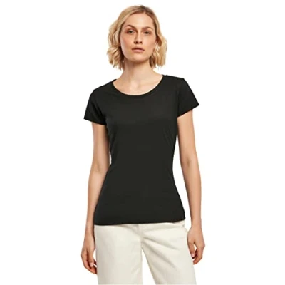 Image of Build Your Brand Women&#039;s Ladies Basic Tee T Shirt, Black, L
