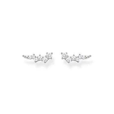 Image of Thomas Sabo Women&#039;s Earrings Ear Climber White Stones 925 Sterling Silver, 1,30 cm, Silver